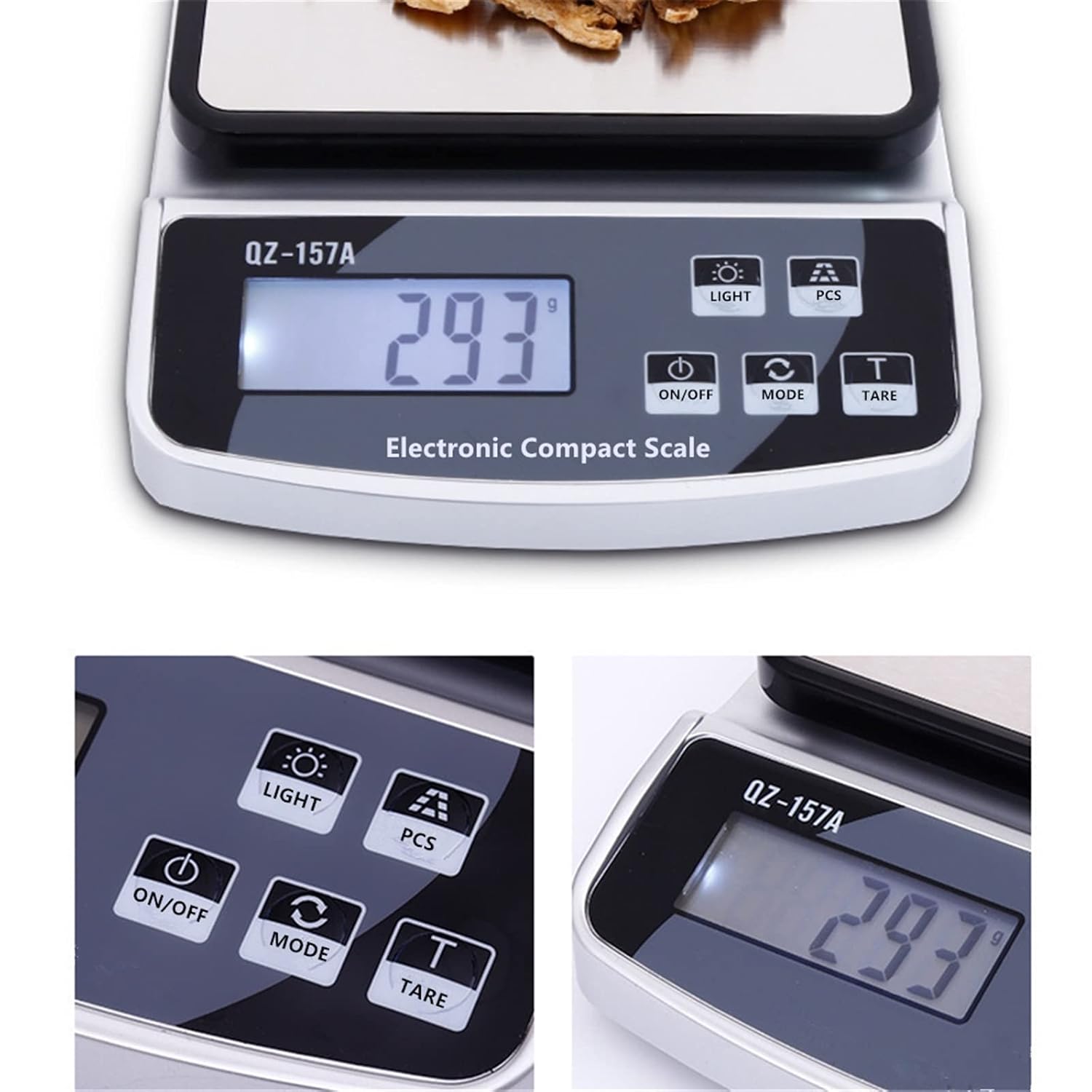 Food Scale 15KG/1g Electronic fit in USB Charge/Plug-in/Battery Waterproof Kitchen Household Coffee Digital Baking Scales(