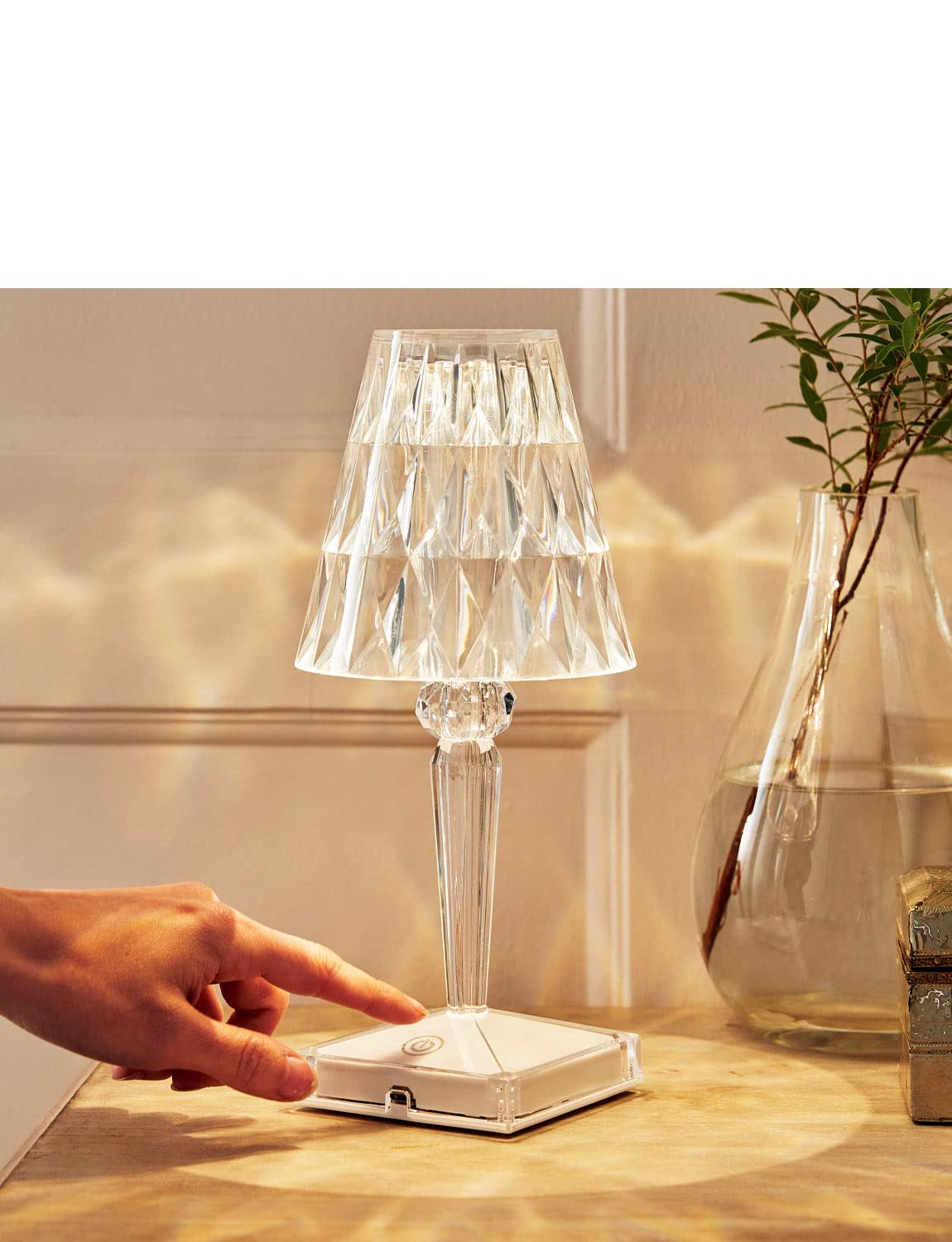 Chums Diamond Rechargeable Touch Lamp Clear