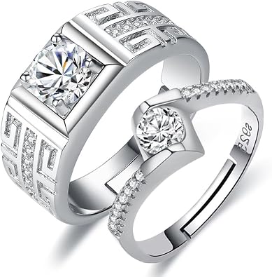 2PC 925 Sterling Silver Couple Ring Set 2pc 925 Sterling Silver New Diamond Set Zircon Ring Engagement Ring Hand Jewelry The Most Beautiful Gift Set