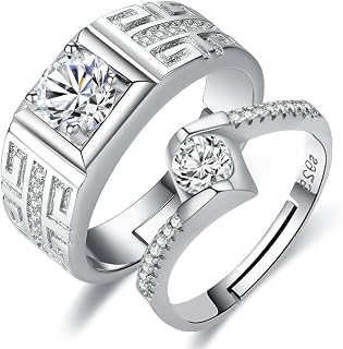 2PC 925 Sterling Silver Couple Ring Set 2pc 925 Sterling Silver New Diamond Set Zircon Ring Engagement Ring Hand Jewelry The Most Beautiful Gift Set