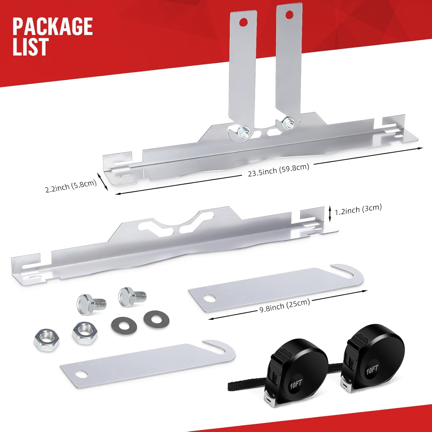 2 Pack Wheel Alignment Tool with Connection Sheet, New Upgrade Toe Alignment Tool Plates, Heavy Duty Toe Alignment Tool Plates with 2 Tape Measures, Wheel Alignment Kit for Most Cars