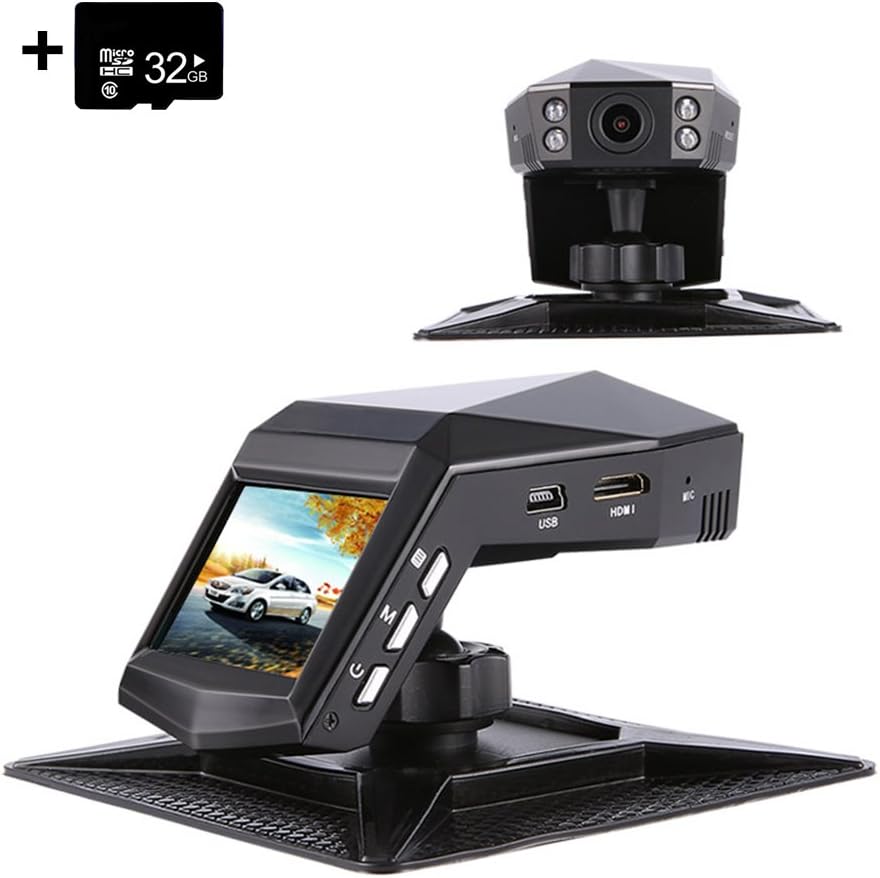 Dash Cam Telecamera per Auto Camera Car 1080p, Obiettivo Grandangolare di 170 Gradi, Visione Notturna, Rilevatore di Movimento,WDR, Registrazione in Loop, G-Sensor e 3.0" Schermo LCD (1296P)