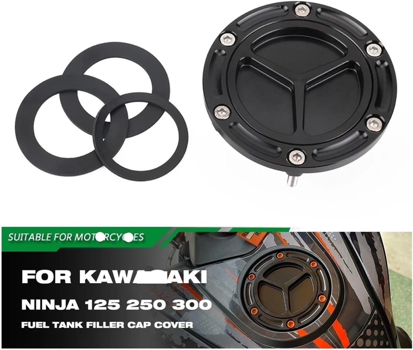 Motorcycle Fuel Tank Cap Keyless Fuel Tank Cap For NI&NJA 125 250 300 250SL 250R EX250 EX300 BX125 BX250 2008-2020