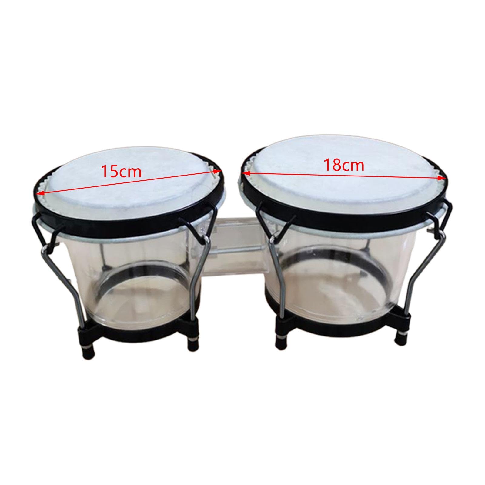 Ensemble de Bongos, Percussions, Bongos de 6 et 7 Pouces, Accordables, Instrument de Musique Portable et Artisanal, Tambour Africain à Main pour Début, Blanche
