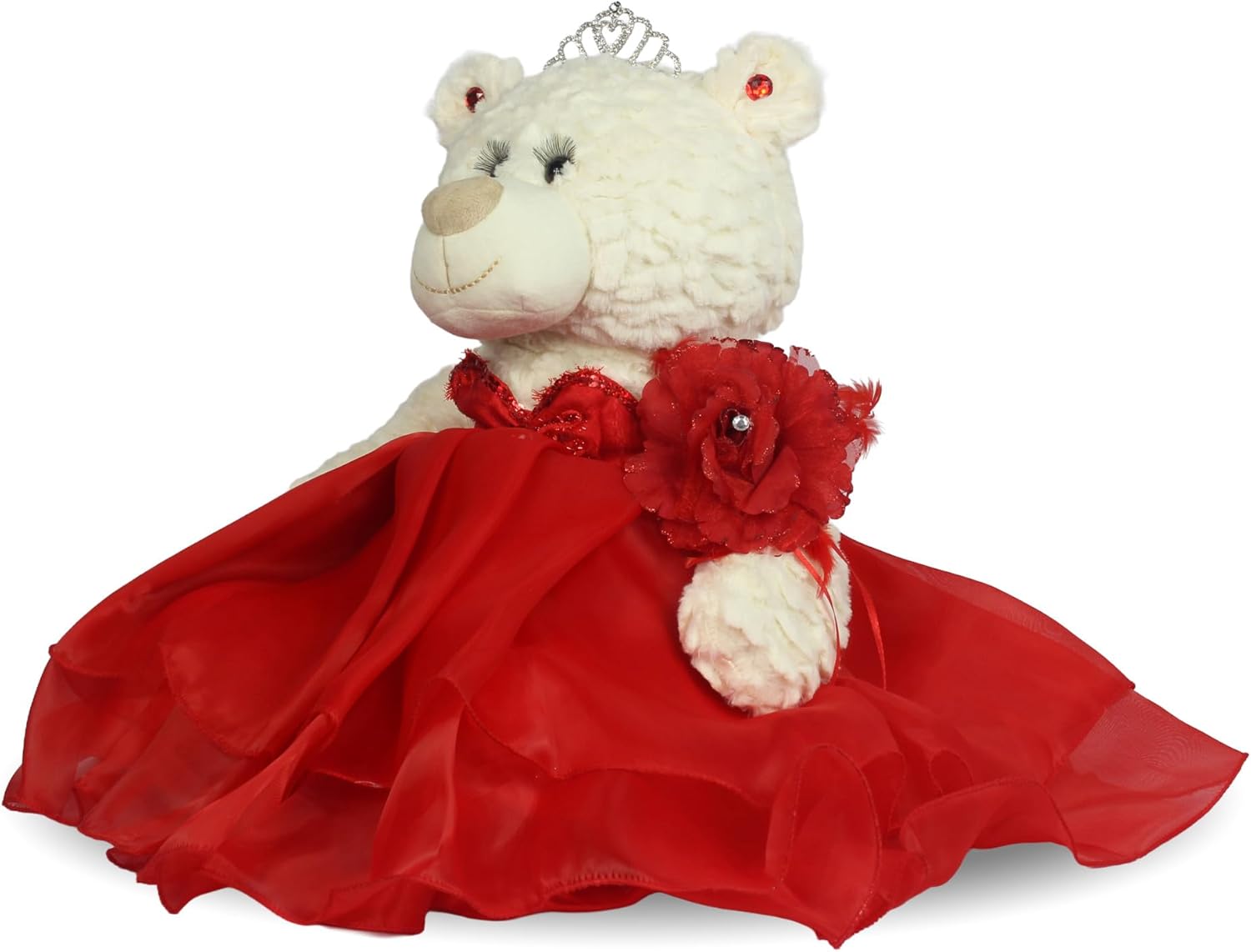 Large 20” Quinceañera Teddy Bear Centerpiece – Elegant Dress, Oversized Keepsake Gift for 15 Años, OSO Quinceañera Decoración B16831-14 (Red)