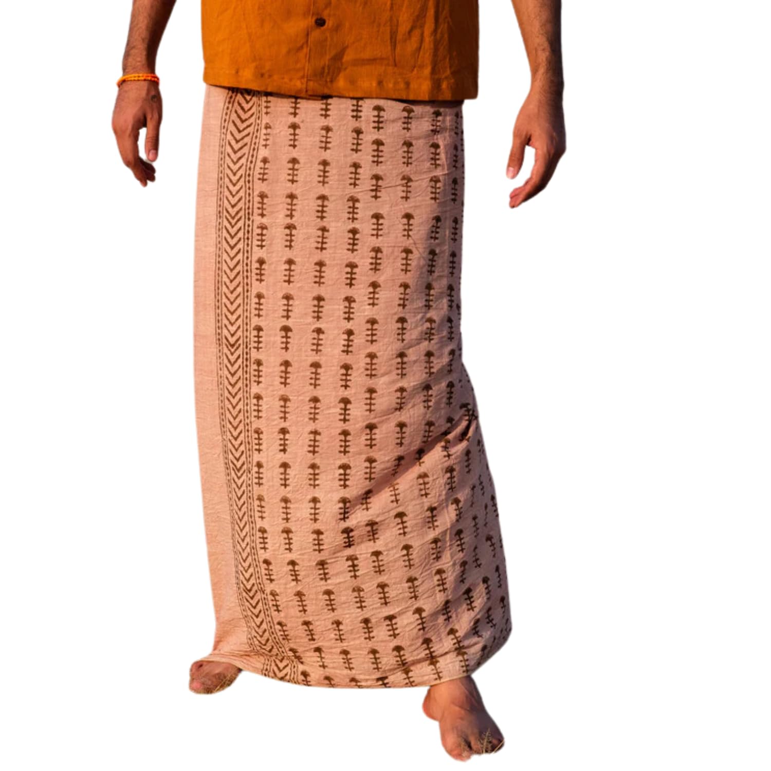crystalheal; designing the destiny CRYSTAL HEAL Rama Men’s Dhoti in Beige | Block Printed Border Cotton Dhoti with Bohemian Hippie Vibes | Traditional Ethnic Wear for Festive, Wedding, Casual, and Cultural Occasions-picture-27