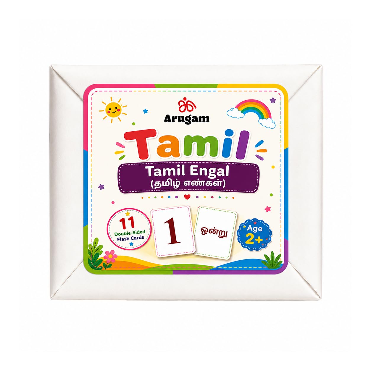 Tamil Number Flash Cards 1-10 for Kids 11 Double-Sided Laminated Learning Cards Tamil Engal Montessori Preschool Educational Flash Cards Age 2+ Years-image-16