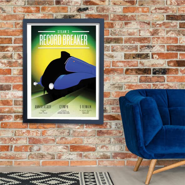 Affiche Mallard Steams Record Breaker encadrée petit format pour mur vide sans espace