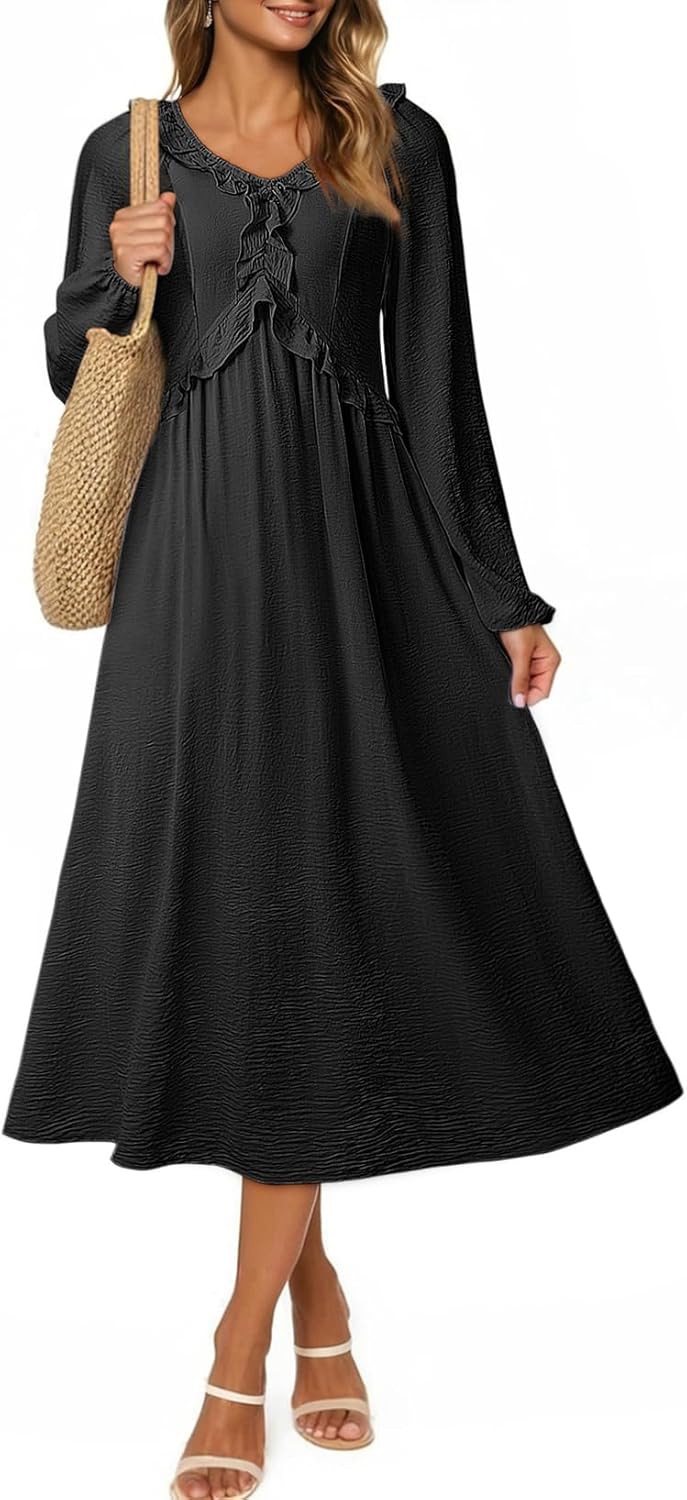 Dokotoo Maxi Dresses Fashion Clothing Spring Dresses 2026 Casual Long Sleeve Wedding Guest Sundress