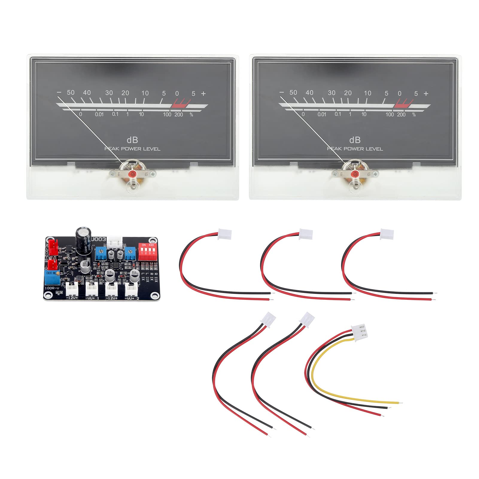 Wakects Głowica Miernika VU z płytką Sterownika Audio ABS PCB Podwójny Miernik Poziomu Dźwięku DB 137 X 95 Mm Białe Podświetlenie Regulowany Obrót i jasność dla Domowego Sprzętu Audio