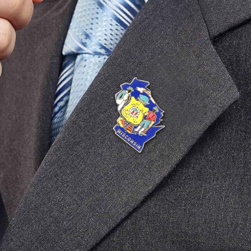 Image of State Shaped Map Lapel Metal Pin Enamel Brooch Keepsake Beautifully Designed for Backpack Hat
