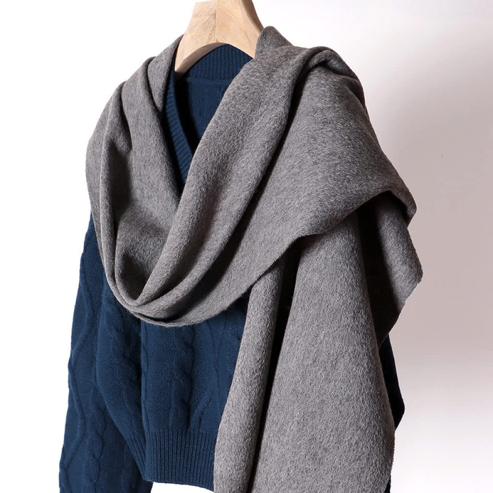HGJH Schal Damen Winter, Winterschals Grau Weicher Warmer Schal Dicke Decke Einfarbige Quaste Kaschmir-Feeling-Schal Langer Großer Winterschal Trendige Stola-Schals Für Frauen Und Mädchen
