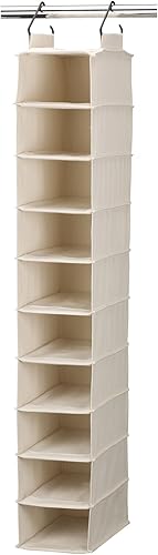 Household Essentials 3328-1 Organizador de zapatos colgante de lona de algodón 10 estantes Natural