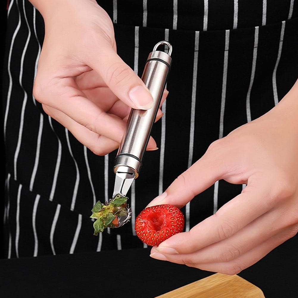 3-teiliges Set Edelstahl-Erdbeer-Entstieler – Silberfarben, Perfekt Für Erdbeeren & Kirschtomaten
