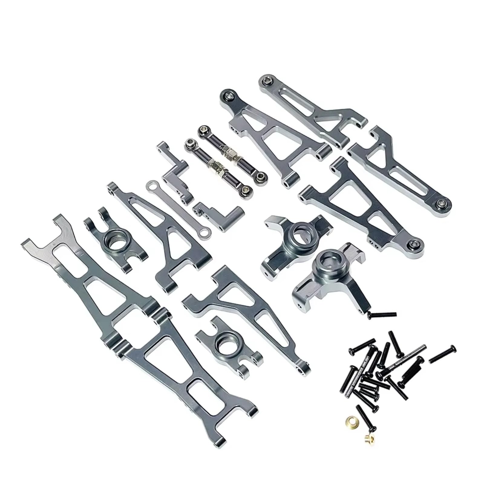 JVRWSC Compatible With MJX For Hyper Go 16207 16208 16209 16210 H16 Rc Car Accessories Parts Metal Front Lower Arms Swimg Linkage Block RC Repair Parts(Grey)