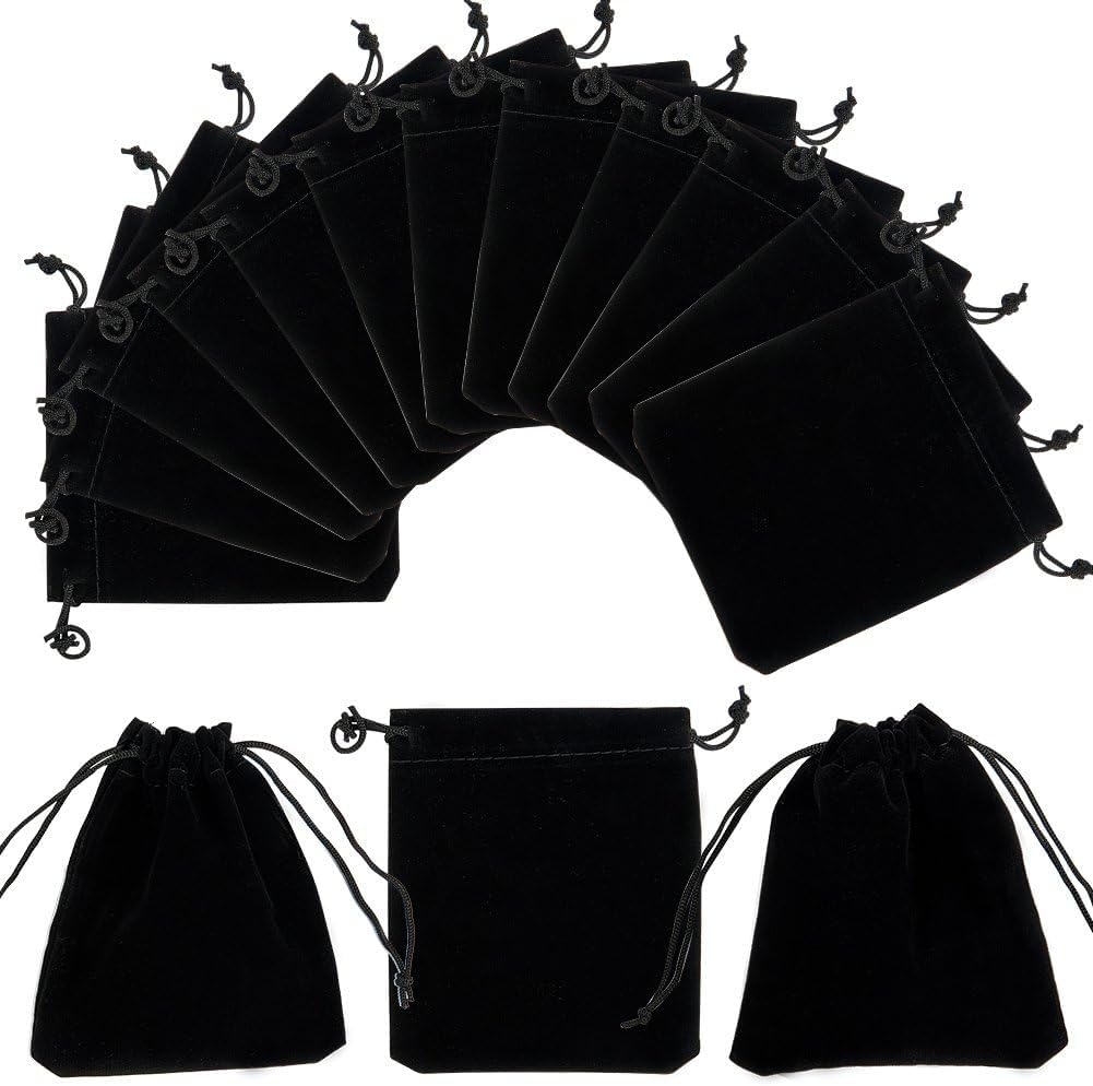 Pack of 10 4X4 Inch Dark Black Velvet Cloth Pouches Traditional Handmade Best for Jwelery Storage and Earphone-picture-18