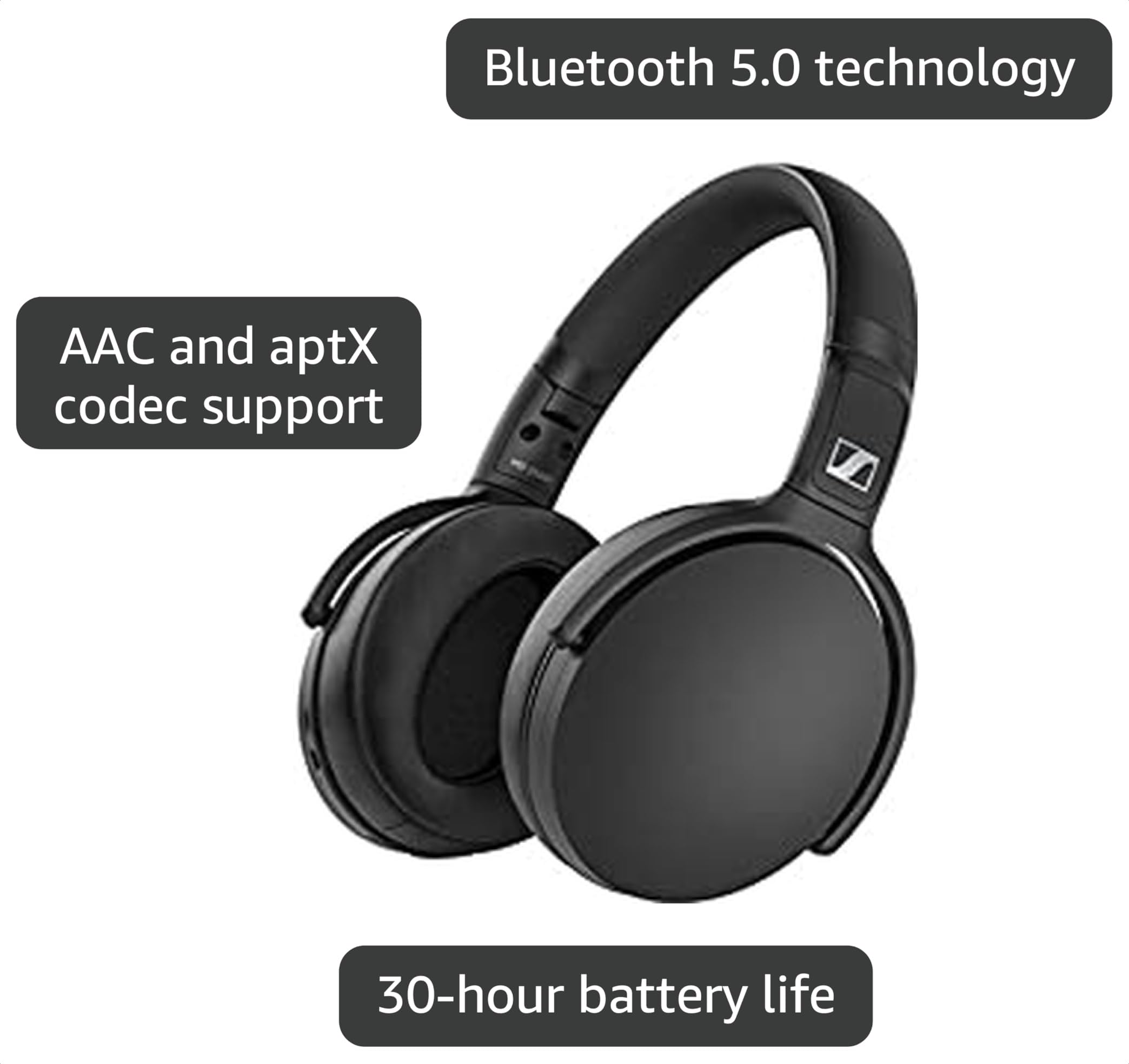 ヘッドホン Sennheiser HD-350BT Amazon.com: SennheiserHD 350BT Black Bluetooth 5.0 Wireless