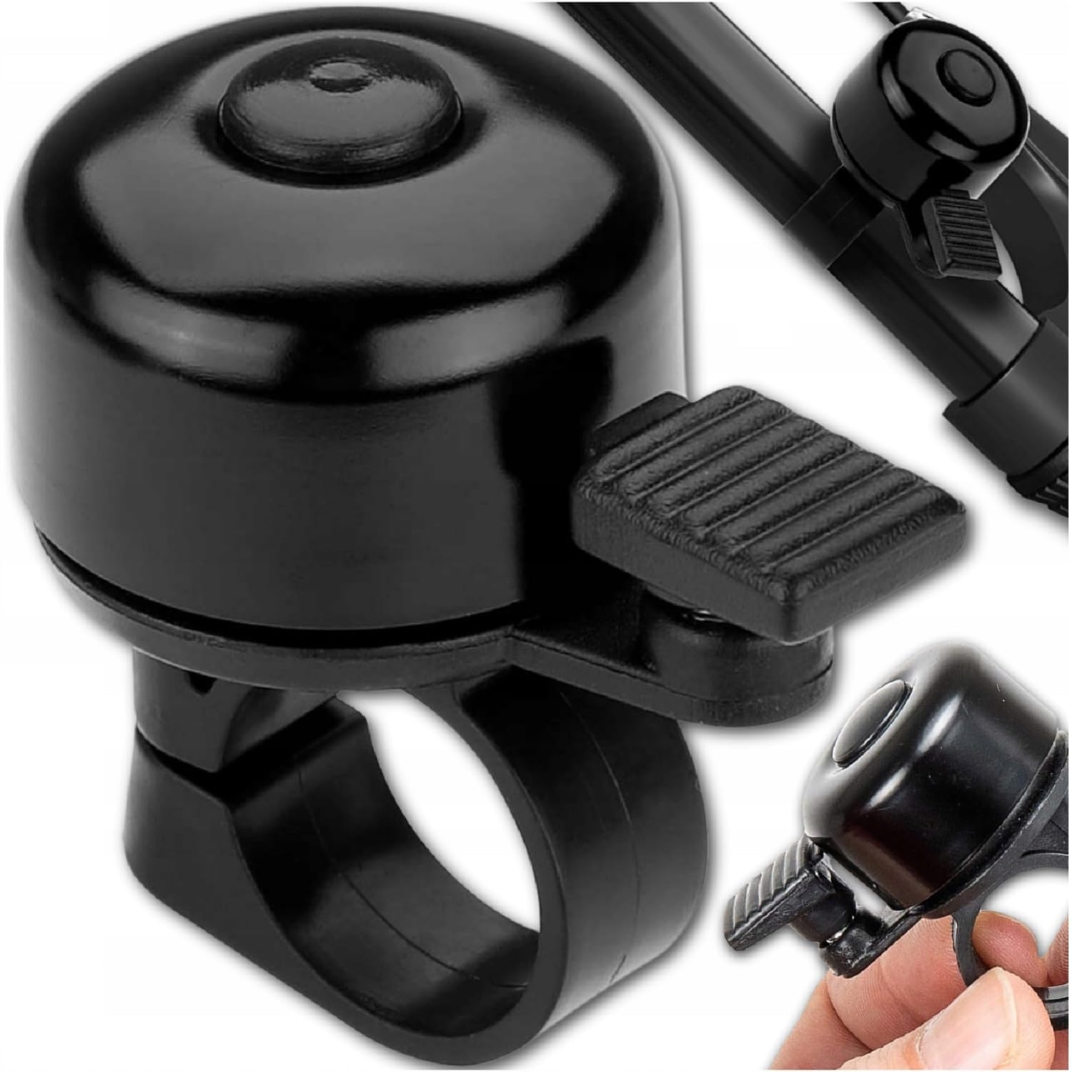 Dzwonek rowerowy MartOm Metalowy, Mechaniczny, Głośny URBAN, Mini dzwonek rowerowy Dzwonek rowerowy Mountainbike Głośny, Wytrzymały MTB Dzwonek rowerowy dla dzieci i dorosłych - Czarny