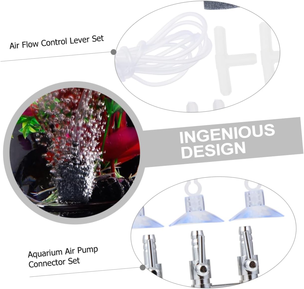 16pcs Aquarium Air Pump Connector Set Flexible Accessories for Fish Tanks Includes Tubing Cups Check Valves