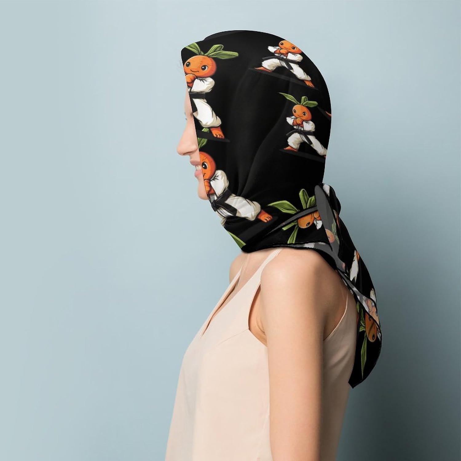 Karate Carrot Bandana Fashion Head Scarf Square Silk Scarf Print Neck Hair Scarfs for Women Men Gifts