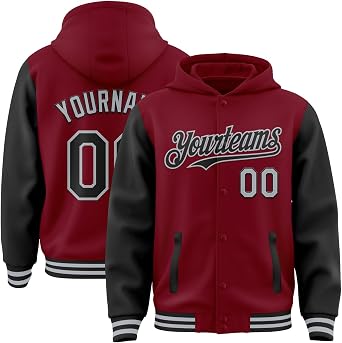 Fanscustom Adult Teens Kids Hoodies Jacket Customized Baseball Team Jerseys Personalized Varsity Leather Bomber Jacket