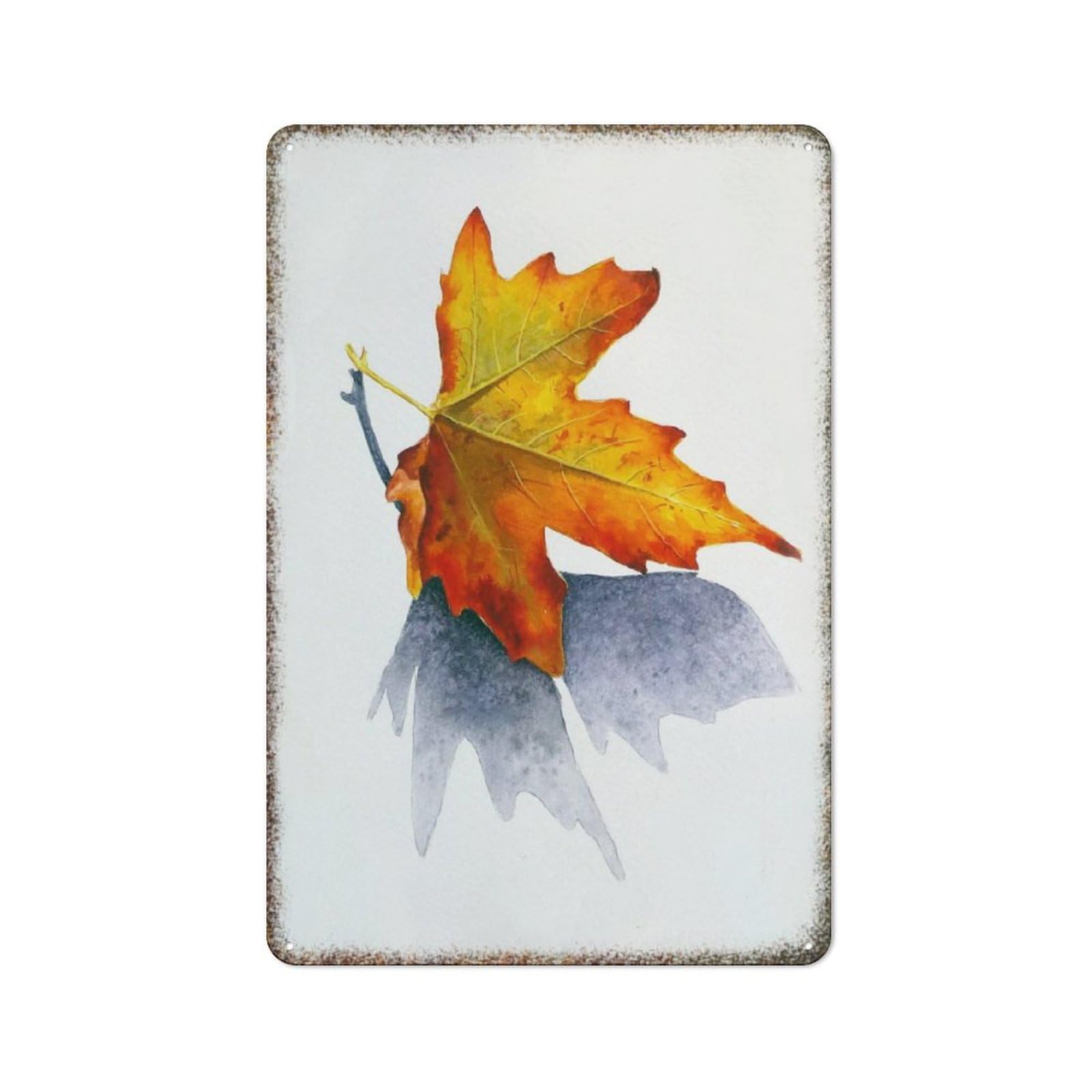 Autumn Watercolor Painting Retro Metal Wall Art Gift Decor Plaque for Farmhouse Warehouse Home Guest Room Wall Decoration 8x12 Inch