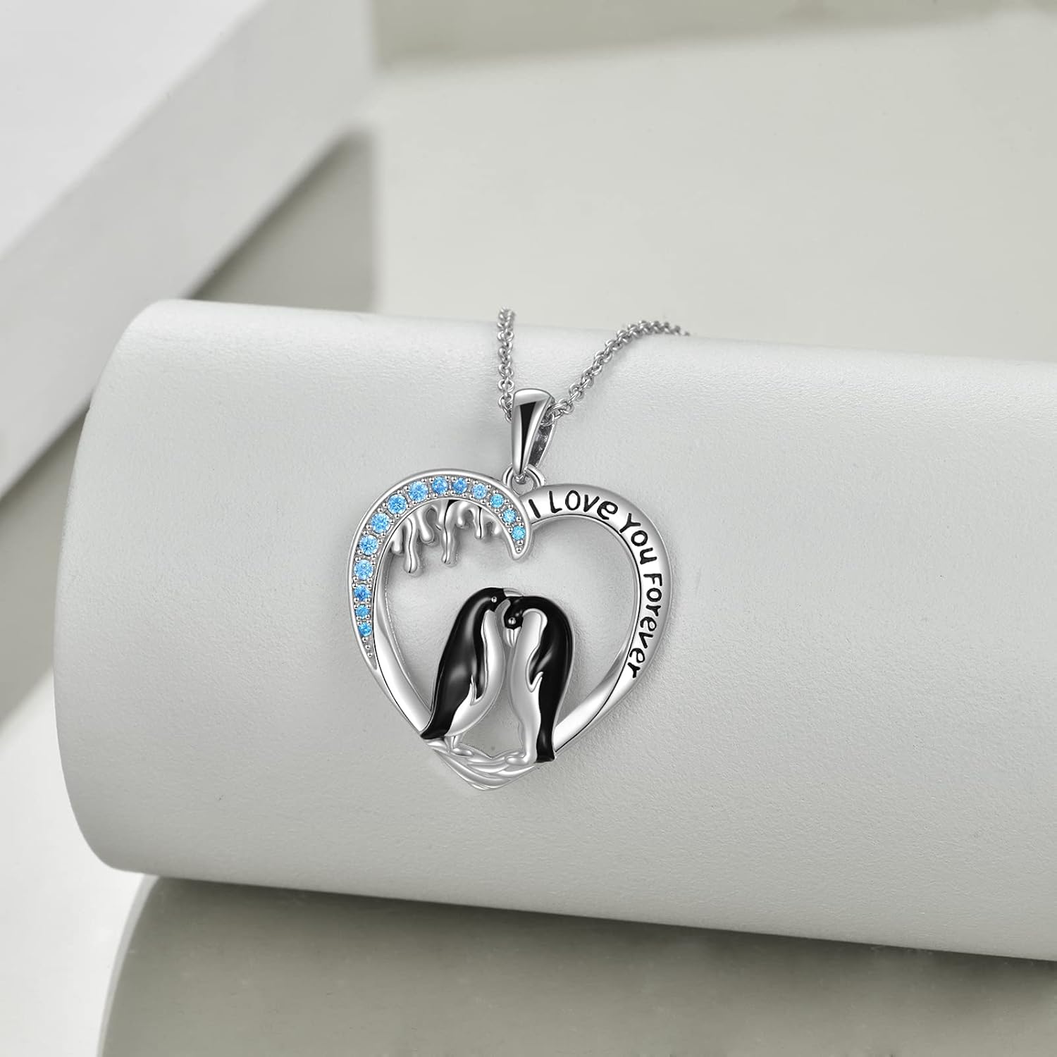 Penguin/Cat/Horse/Elephant/Wolf/Hummingbird/Giraffe/Eagle Pendant Necklace Sterling Silver I Love You Forever Animal Necklace Jewelry Gifts for Women - Image 3