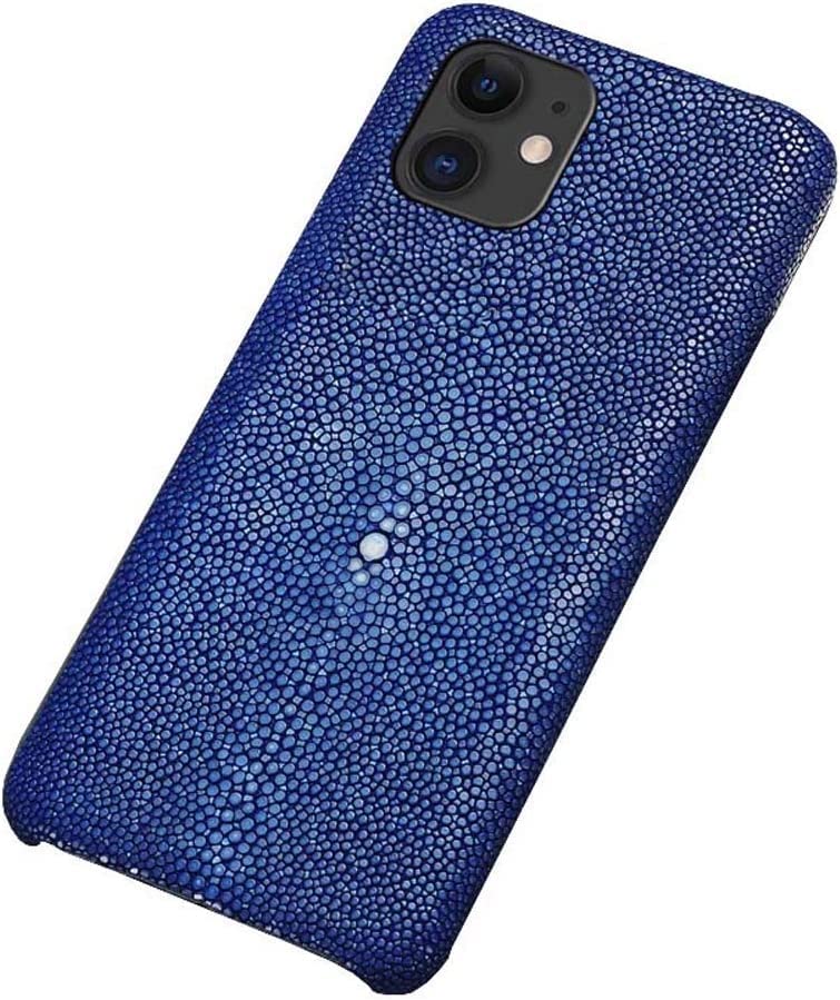 Coque arrière iPhone 12 KANUZ poisson perlé bleu 6,1 pouces