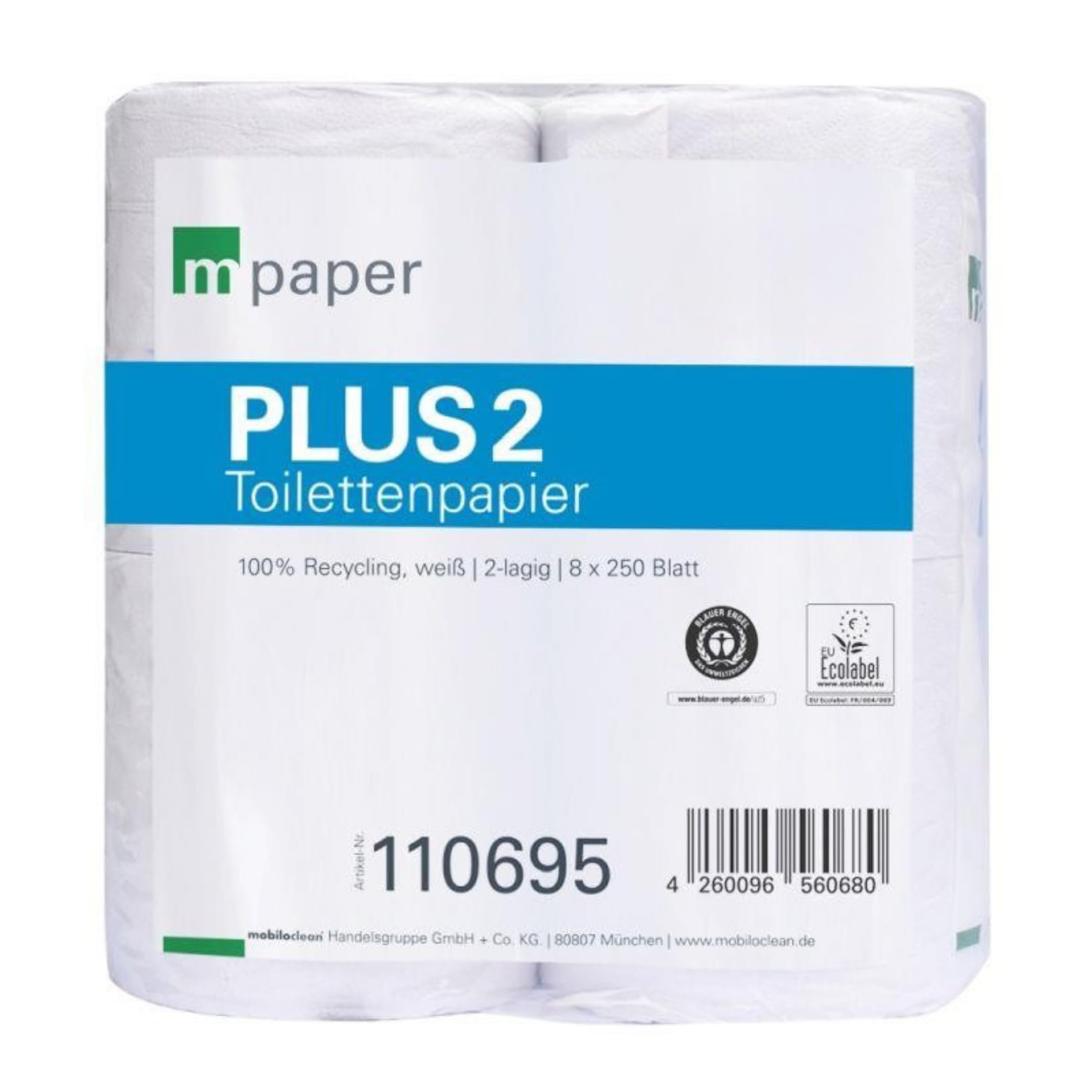 CleanClub Toilettenpapier – 2-lagig, weiß – 64 Rollen Klopapier x 250 Blatt – extra weiches WC-Papier für Zuhause & Büro