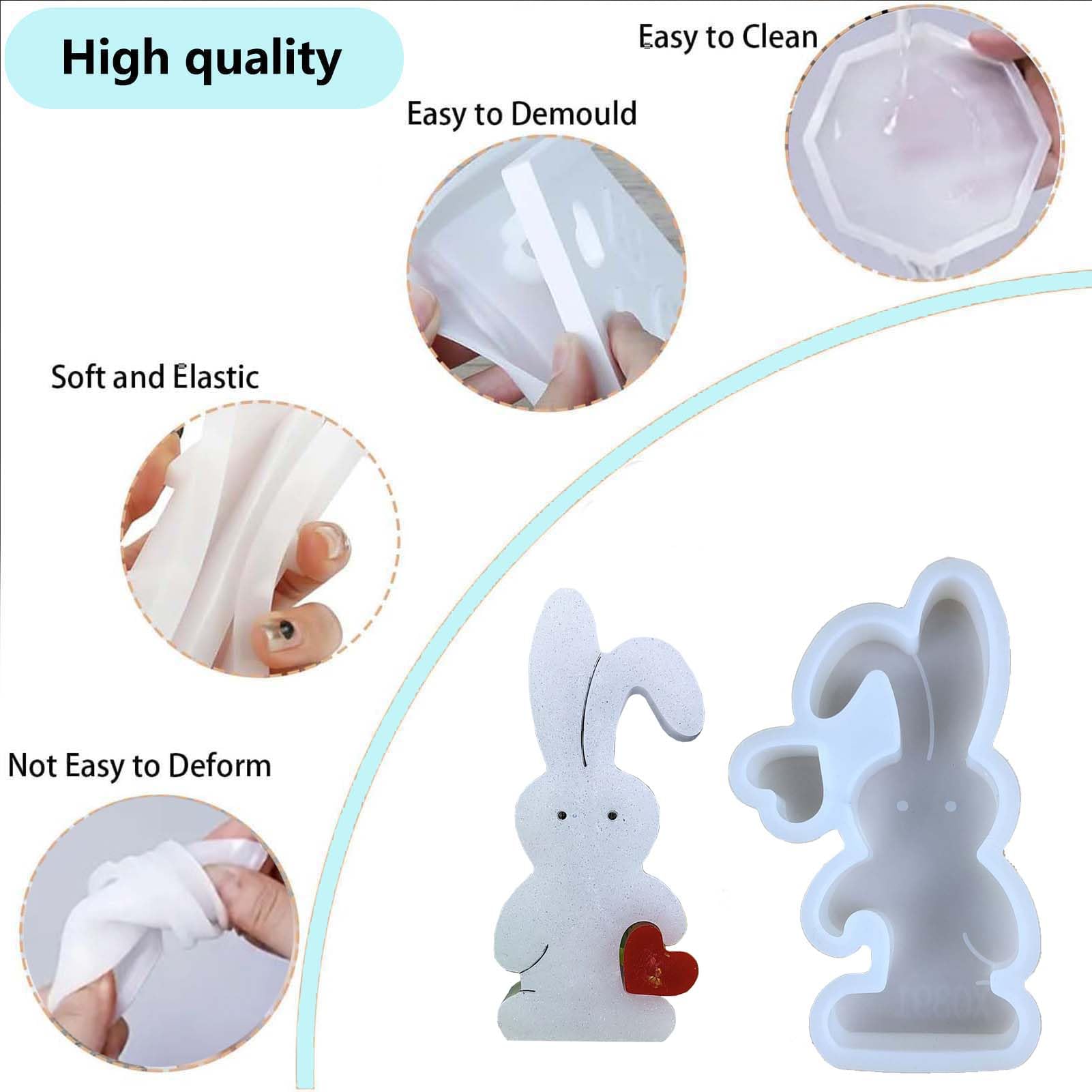 Stampo in silicone di coniglio carino per stampi in resina-coniglietto Kawaii-stampo in pietra aroma di coniglio-stampo in gesso aroma-stampo candela coniglio con orecchie cadenti - Italia