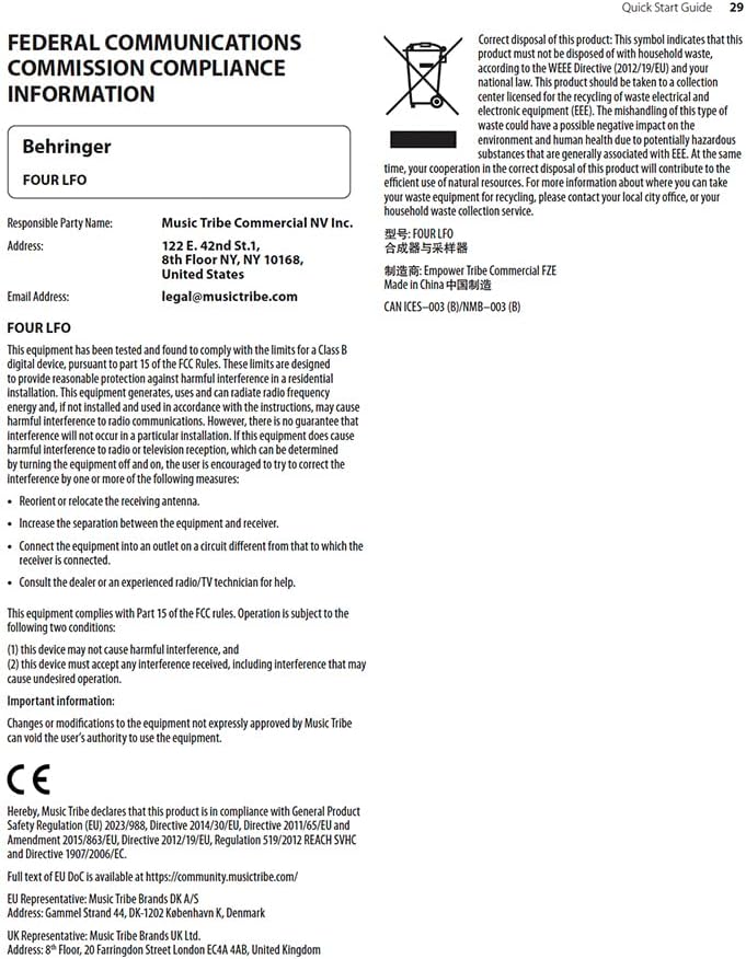 Behringer Four LFO Controls Close-up