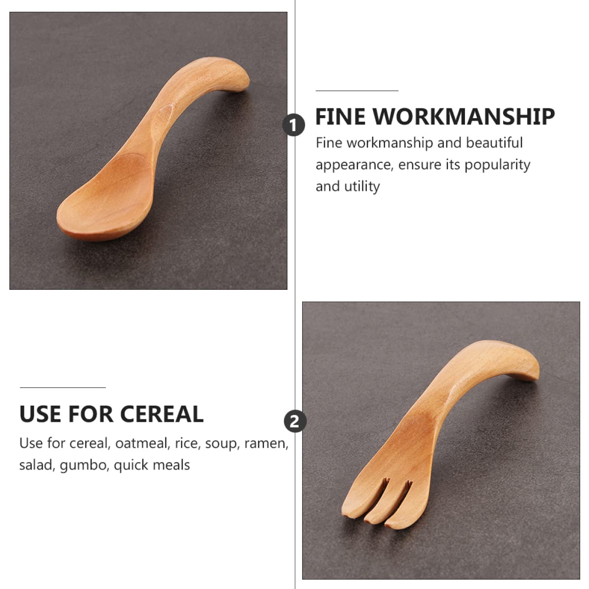 SUPVOX Japanese Style Boys and Girls Feeding Table Fork and Spoon Set Safe Wooden Dinnerware Set for Toddlers Home Tableware Household