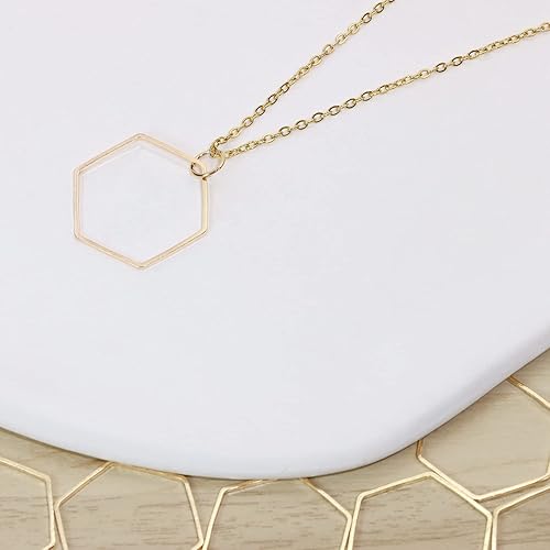 Miniatura 4 de Shapenty Dijes hexagonales de latón con marco hueco, marcos de bisel abierto, conectores de anillo de enlace, aretes de aro para collares, pulseras,