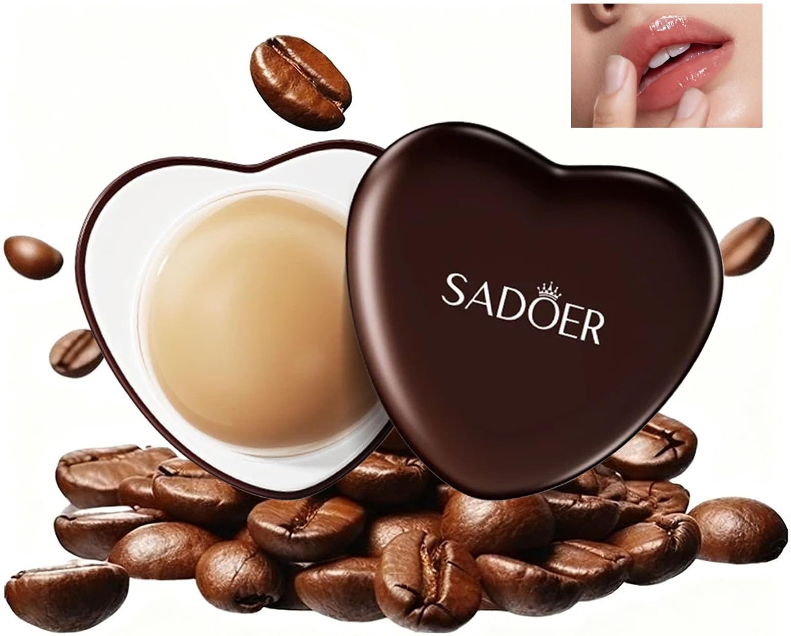 2Pcs Coffee moisturizing heart-shaped lip balm, Long Lasting Nutritious Lipsticks Moisturizer, Overnight Deep Hydrating Korean Lip Balm, Heart-shaped Lip Sleeping Mask，Repair, Keep Lips Moisturized