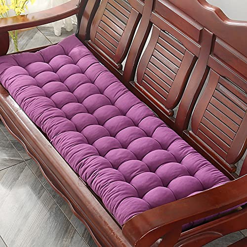 Cojín para banco de jardín de 2, 3 y 4 plazas, con lazos de sujeción, cojín de asiento suave, para uso en interiores y exteriores, cojín grueso para tumbona, 55 x 200 cm, color morado