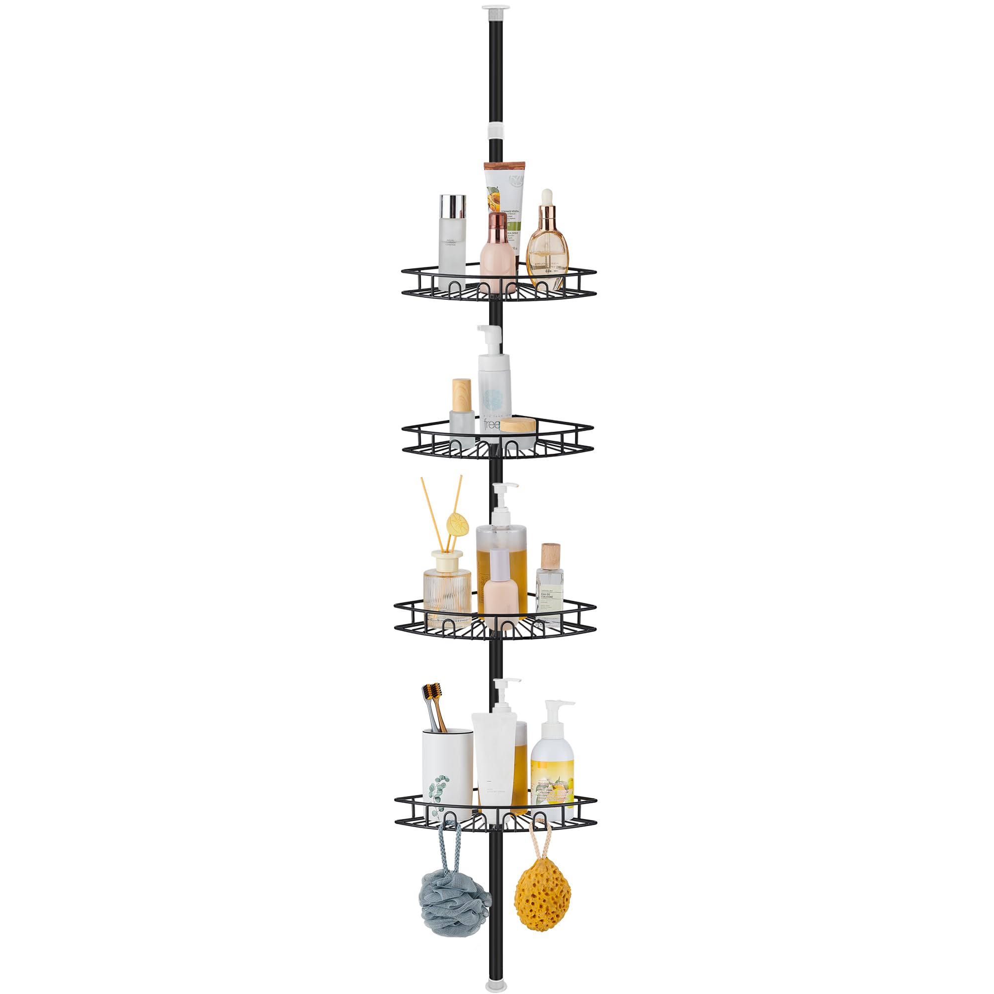 Colonne de douche télescopique noire en acier inoxydable au design minimaliste