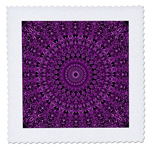 12x12 inch Quilt Square - Dark Purple Mandala Ornament - Abstract Bohemian Design Zydd - Floral Mandalas