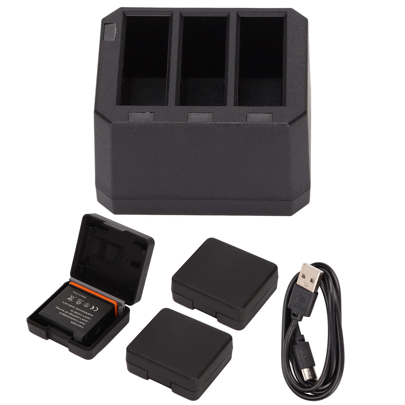 Kit Caricabatterie Per Action Camera Con 3 Batterie Ricaricabili Da 1300 mAh Indicatore LED Caricabatteria A 3 Per Uso Esterno Viaggi Fotografia