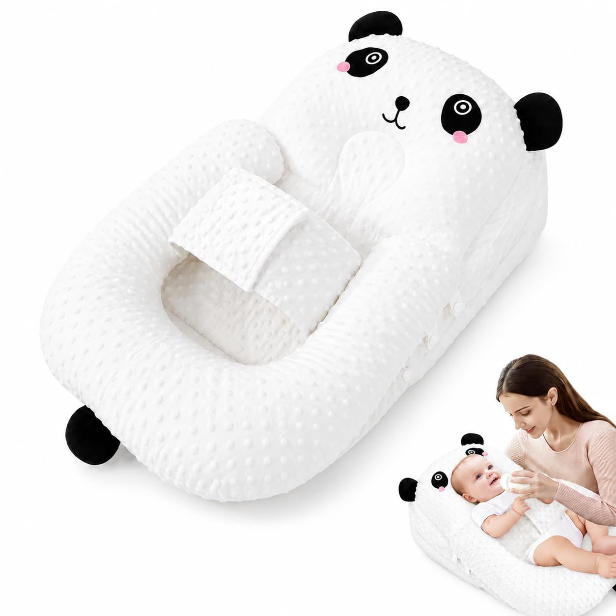 Cuscino per allattamento, cuscino per allattamento per bambini, cuscino ergonomico per allattamento e supporto, anti-reflusso e protezione dal sputo, per neonati, traspirante e lavabile (01)