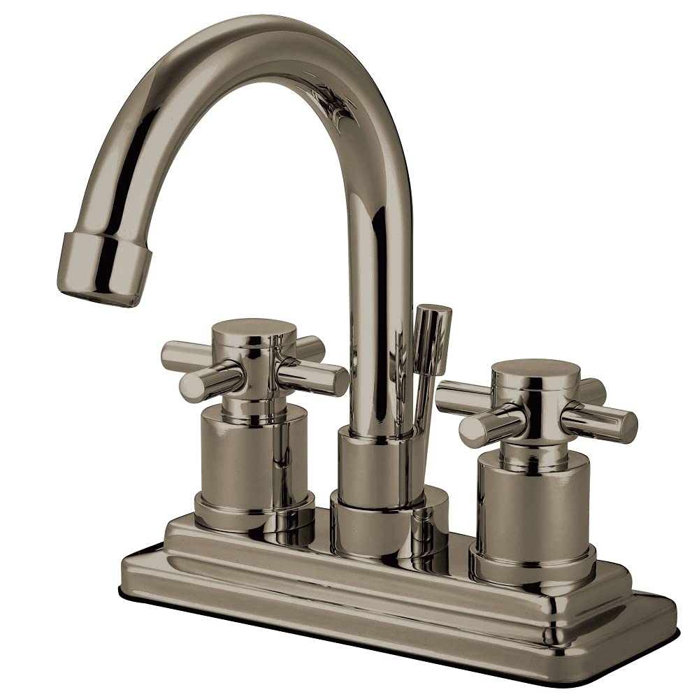Kingston Brass KS8661DX Concord llave de lavabo con manijas de cruz doble, 4-7/8 pulgadas, cromo pulido, Níquel cepillado, 4-7/8 inch spout reach