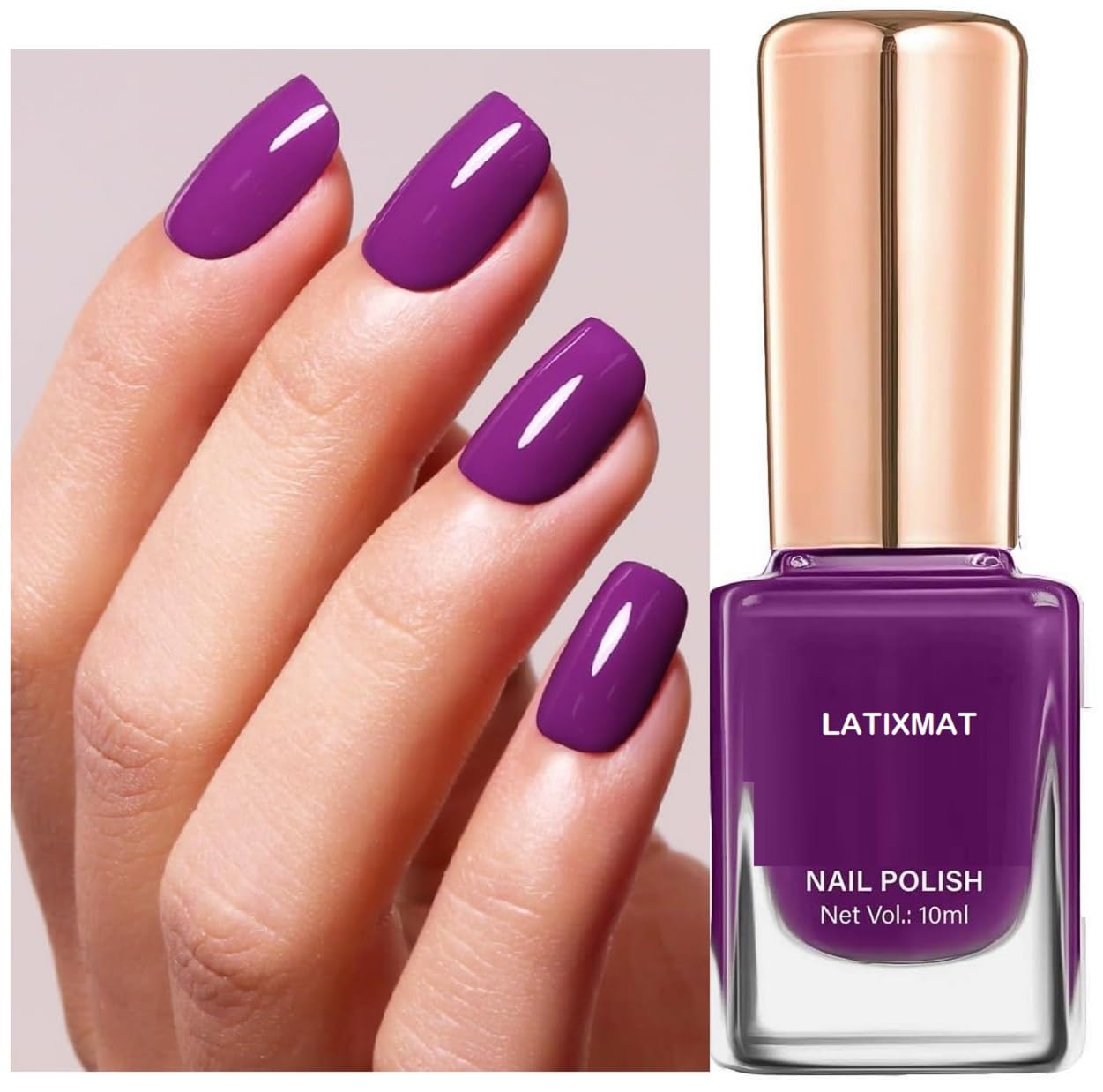 Purple Nail Polish Quick-Drying Glossy Finish, 10ml | Smooth Application, Brilliant Colour, Flawless Finish, Quick-Drying Formula, High Shine Gloss-image-39
