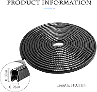 Vista 2 de Sello de goma en forma de U, borde de automóvil, protector de puerta automotriz, no requiere pegamento, universal para la mayoría de los Negro