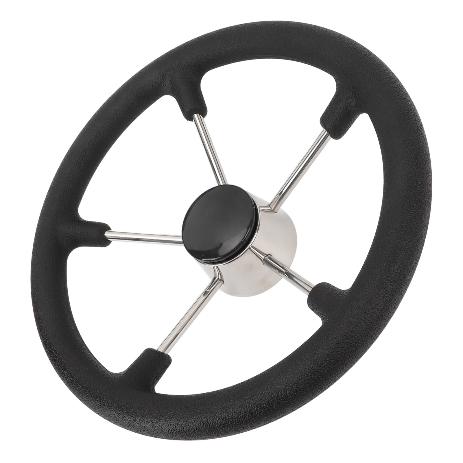 Akozon 【título】Volante Marino de 5 Radios de Acero Inoxidable de 13-1/2 Pulgadas para Yates, Lanchas Rápidas y Barcos