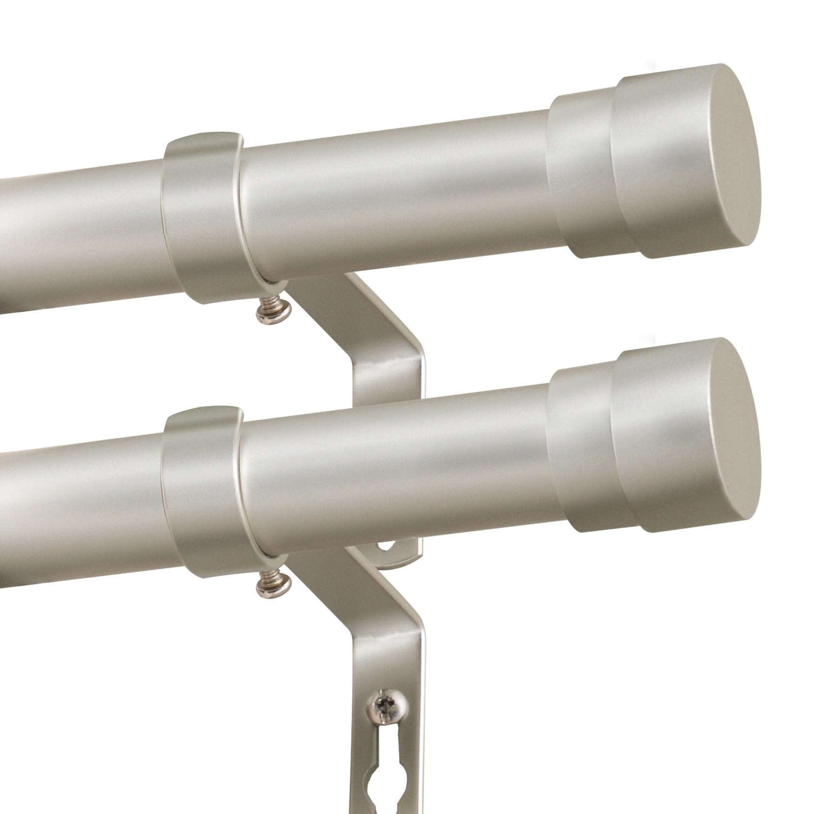 BellaHills 25mm Curtain Poles for Eyelet Curtains Adjustable Curtain Rod with Metal Finials 76 to 349 cm Window Curtain Pole with Brackets Fittings Set for Living Room Bedroom, 2 Pack, Nickel