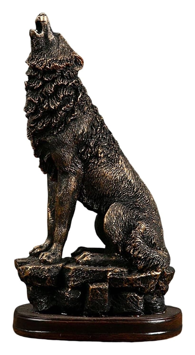 KUKUUU Art Craft Ornament Wolf Figurine Tabletop Resin Sculpture