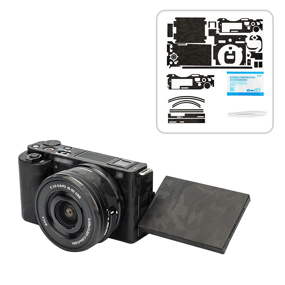 KIWIFOTOS Adesivo protettivo antigraffio per fotocamera mirrorless Sony ZV-E10 con kit di obiettivi da 16-50 mm, pellicola protettiva antiscivolo (motivo mimetico)