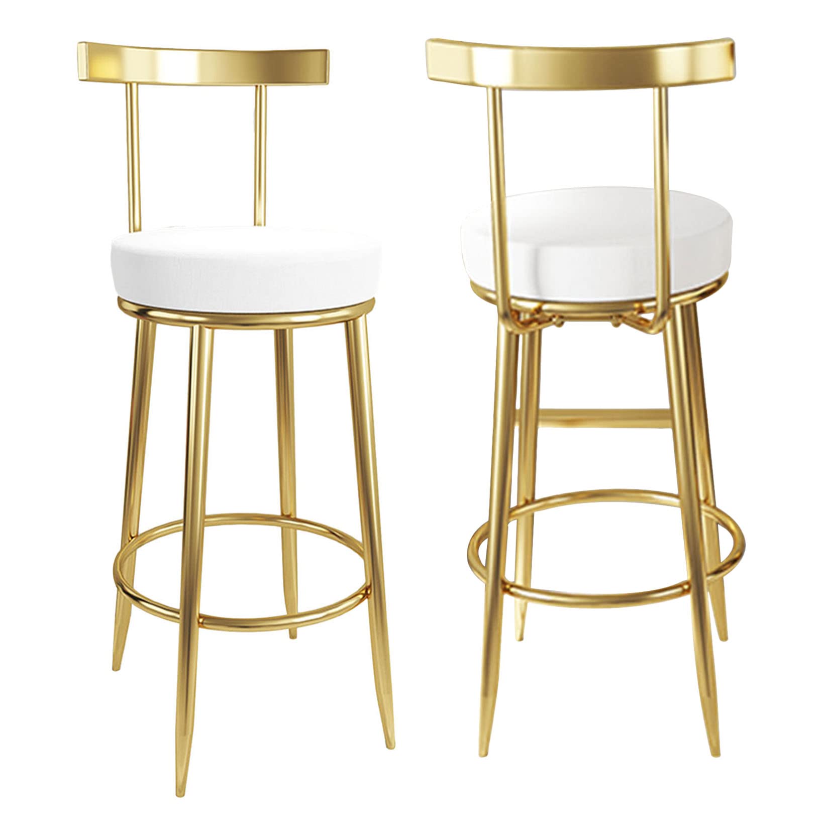 Tabouret haut de cuisine design en cuir et pieds métal doré robustesse 330 LB
