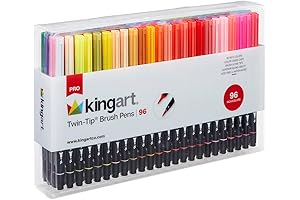 KINGART PRO Dual Twin-Tip Brush Pens: 96 Vibrant Watercolor Markers for Art Enthusiasts