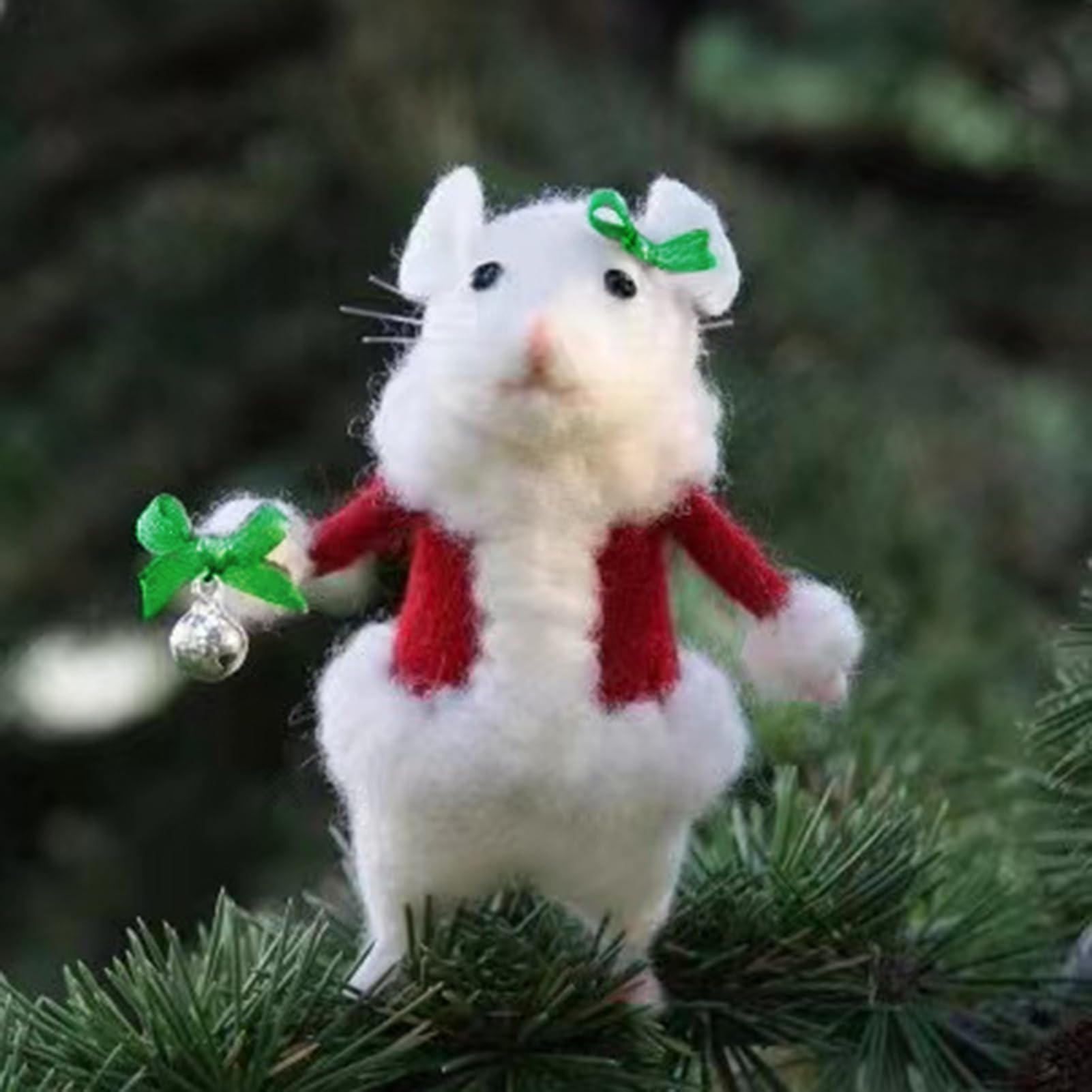 Hshduti E Christmas Felt Mic Ornaments, Winter Xmas Wool Whit Mous Hanging Decor, Felt Animal Crafts Woodland Cut Christmas Tre Wreath Decor For Hom Party Supplies