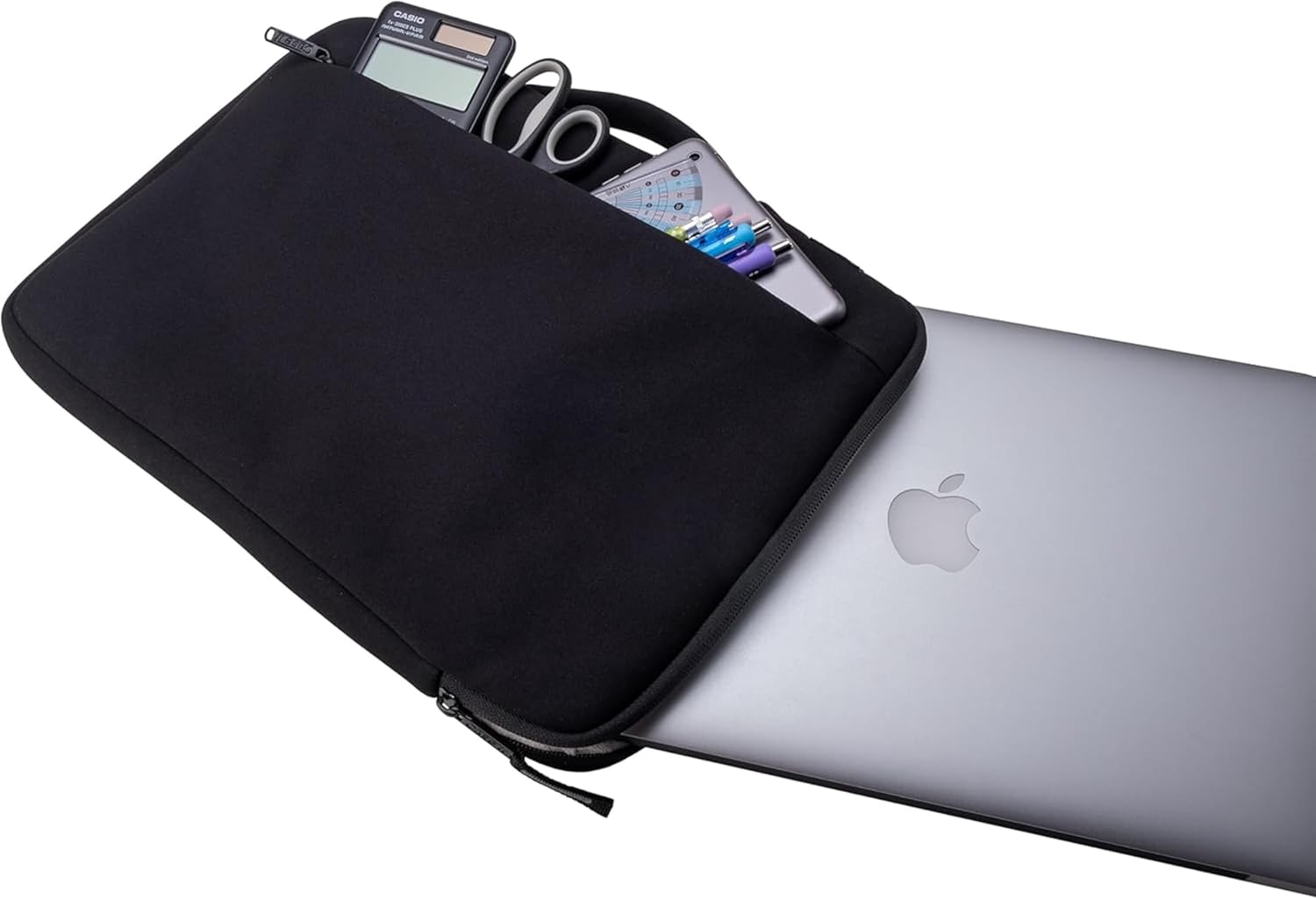 Case-it 6 Pack Neoprene Padded Laptop Sleeve | Holds Up to 13 Inch Laptop/Tablet | Easy Handle to Carry | External Zipper Pocket | Laptop Protector | LAP-514-NEO-C Black